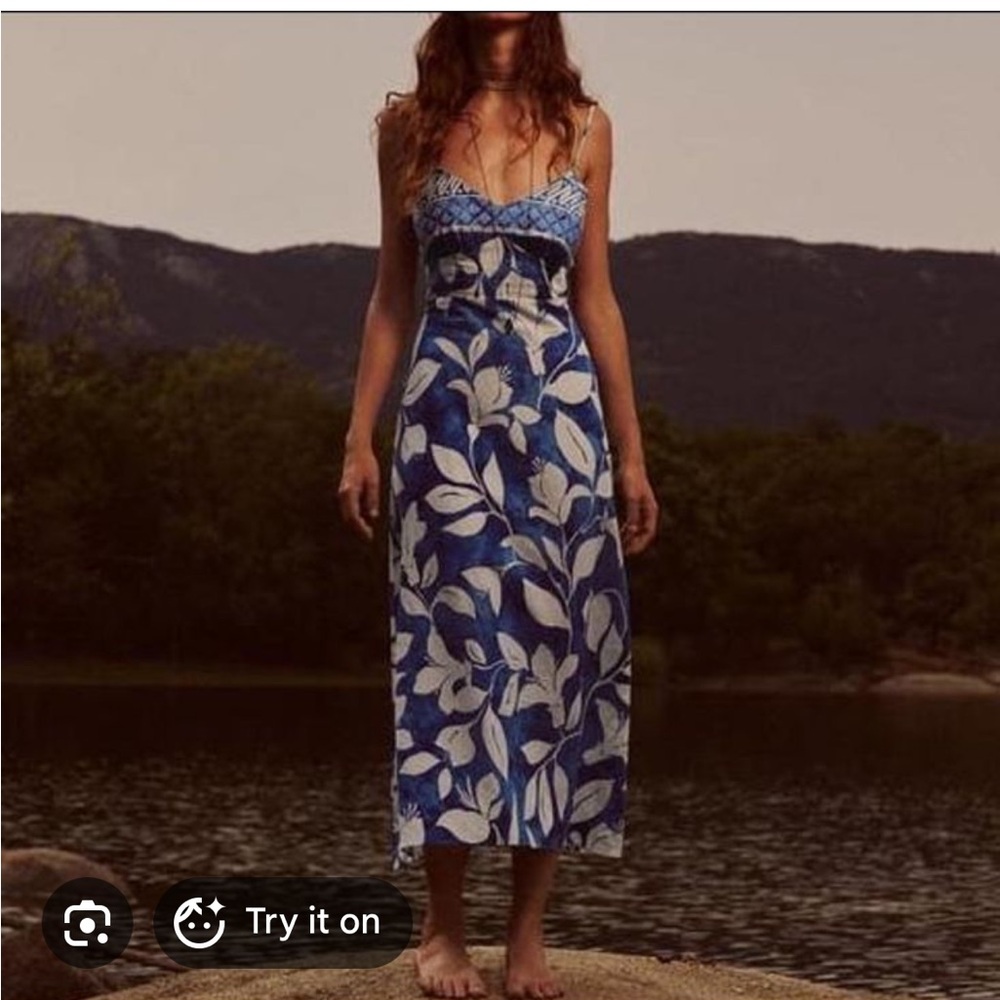 Zara linen blend printed dress